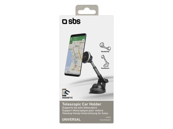 SBS TESUPMAGEXT, Mobiltelefon/smarttelefon, Passiv holder, Bil, Sort, Sølv