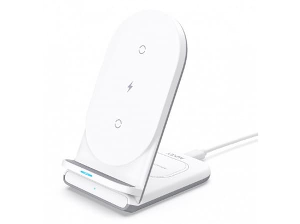 AUKEY LC-A2-WT, Innendørs, USB, Trådløs lading, 1,2 m, Hvit Hvit