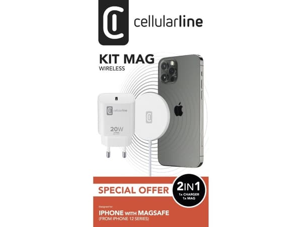 Cellularline 8018080433634, Innendørs, AC, USB, Trådløs lading, Hvit