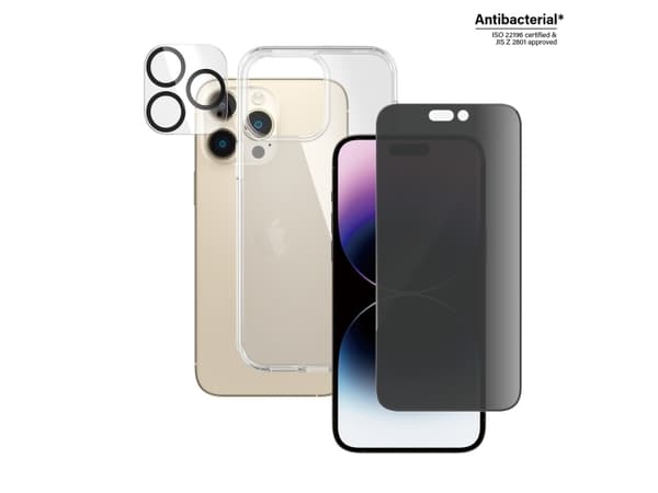 PanzerGlass - 3-in-1 privacy protection pack - beskyttelsesboks for mobiltelefon - termoplast-polyuretan (TPU) - for Apple iPhone 14 Pro Max