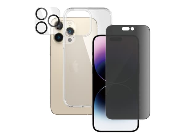 PanzerGlass - 3-in-1 privacy protection pack - beskyttelsesboks for mobiltelefon - termoplast-polyuretan (TPU) - for Apple iPhone 14 Pro Max
