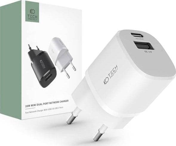 Tech-Protect laturi 1x USB-A 1x USB-C 3 A (THP1554)
