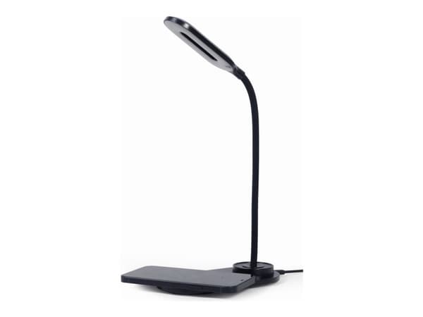 Gembird TA-WPC10-LED-01 - Desk lamp with wireless charger - LED - 15.3 W - kjølig hvit/varm hvit/naturlig hvit lys - 2893-7072 K - svart Sort
