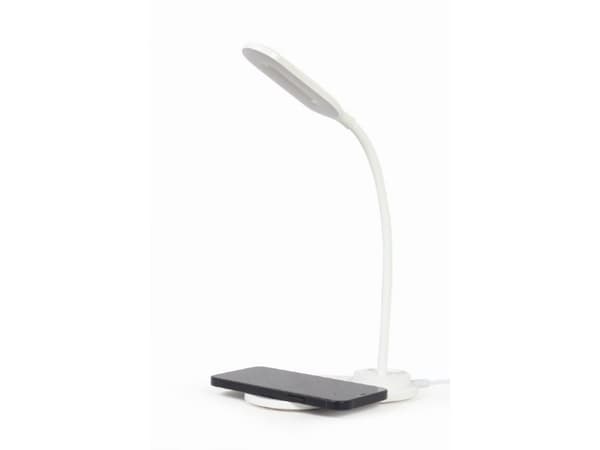 Gembird - Desk lamp with wireless charger - LED - 15.3 W - svalt vitt/varmt vitt/naturligt vitt ljus - 2893-7072 K - vit