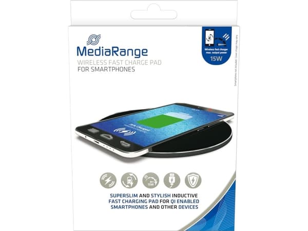 MediaRange MRMA118, inomhus, USB, Trådlös laddning, 0,9 m, Svart Svart