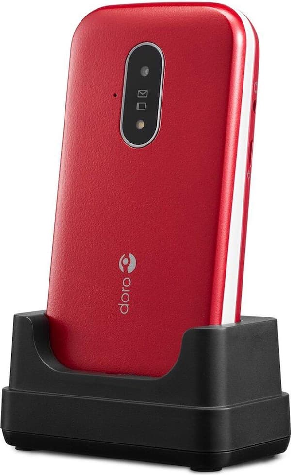 Doro 6820 - 4G enkel foldetelefon til seniorer (rød-hvid)
