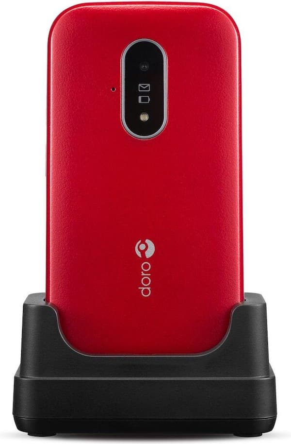 Doro 6820 - 4G enkel foldetelefon til seniorer (rød-hvid)