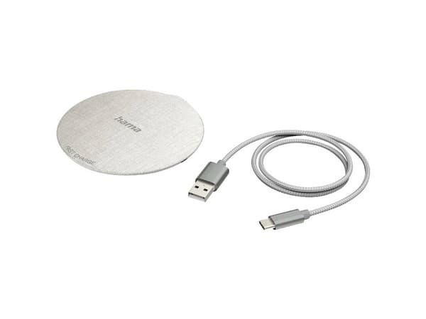Hama QI-FC10 Metal, Innendørs, USB, Trådløs lading, 1 m, Krem, Grå Krem, Grå