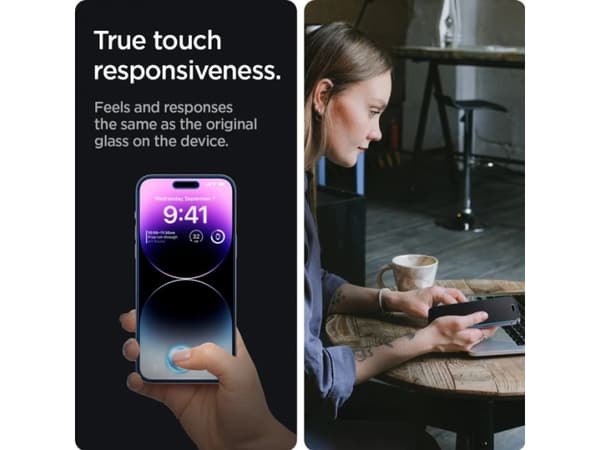 Spigen GLAS.tR Slim, Apple, iPhone 14 Pro Max, Naarmuuntumisenkestävä, Läpinäkyvä, 1 kpl