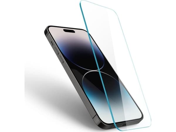 Spigen GLAS.tR Slim HD, Apple, iPhone 14 Pro, Støtbestandig, Fallsikker, Ripebestandig, Sort, 1 stykker