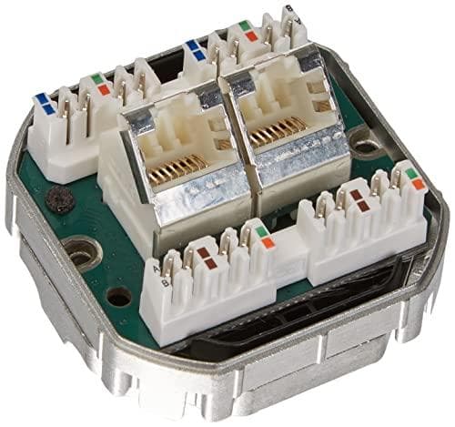 Telegärtner J00020A0500 verkkopistorasia uppoasennettava sisäke keskilevyllä CAT 6a 2 porttia valkoinen, 5 V