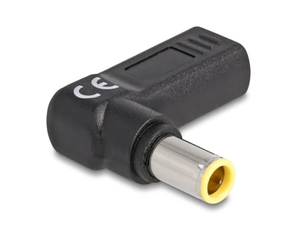 Delock - Strømadapter - 24 pin USB-C (hunn) til 7,9 x 5,5 mm DC-jakk (hann) - 20 V - 3 A - vinklet - svart