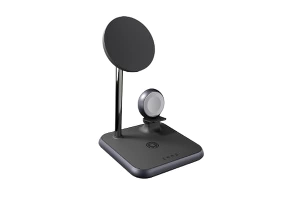 ZENS 4-in-1 Magnetic + Watch Wireless Charger - Trådløst ladestativ + AC-strømadapter - 20 watt - på kabel: USB-C - MFI-sertifisert - svart - for App