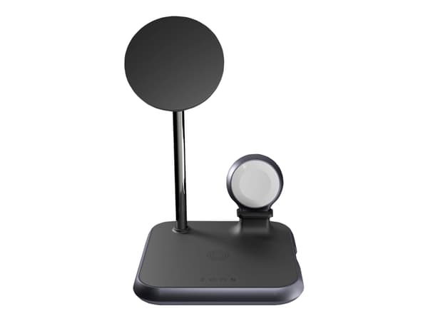 ZENS 4-in-1 Magnetic + Watch Wireless Charger - Trådløst ladestativ + AC-strømadapter - 20 watt - på kabel: USB-C - MFI-sertifisert - svart - for App Hvit