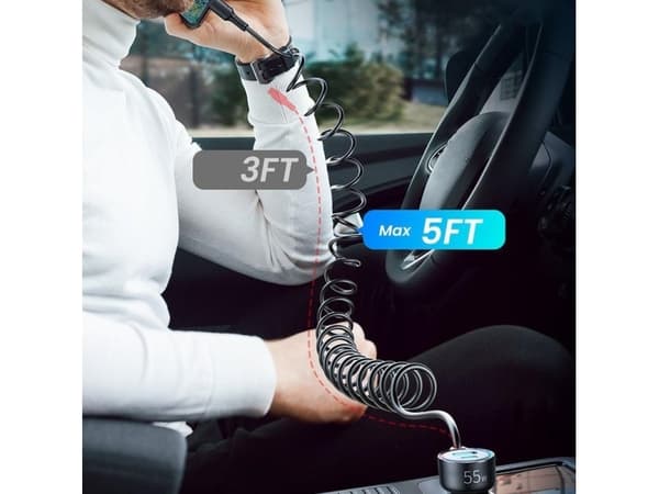 Billaddare Joyroom JR-CL07 3-i-1 USB/Typ-C 55W + Typ-C 1,5m svart