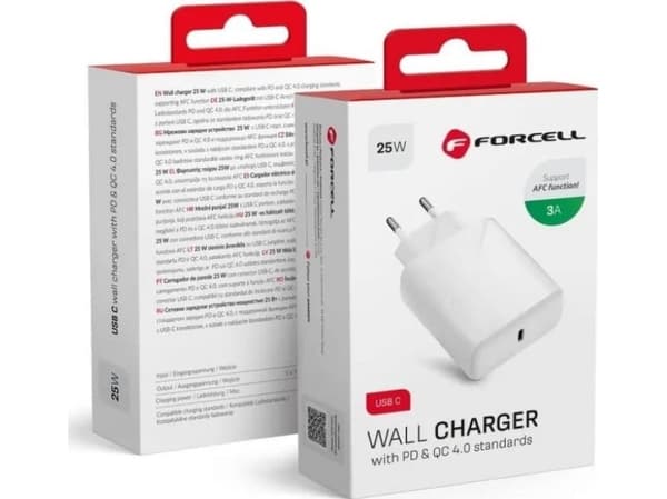 ForCell Universal-laturi USB-tyypin C-liittimellä - 3A 25W PD- ja QC 4.0-lataustoiminnolla
