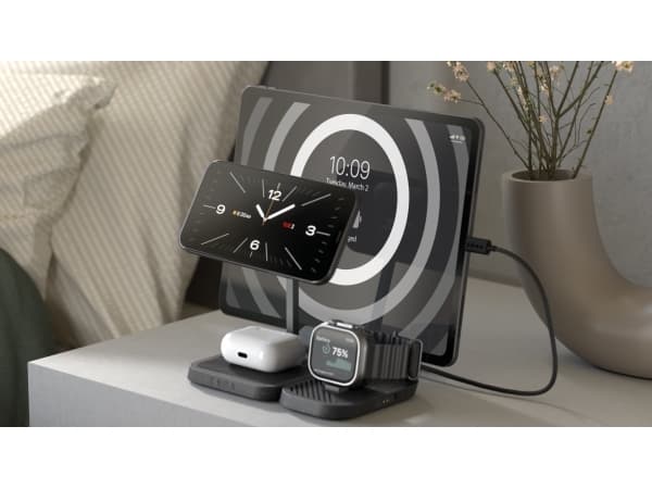 ZENS 4-in-1 - Trådløst ladestativ - Modulær, med iPad ladestativ + AC-strømadapter - 30 watt - på kabel: USB-C - svart - for Apple AirPods with MagSa