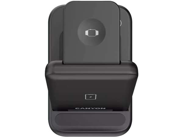 Canyon - Ladestativ - 3-in-1 + AC-strømadapter - 15 watt - 1.5 A - QC - på kabel: USB-C - svart