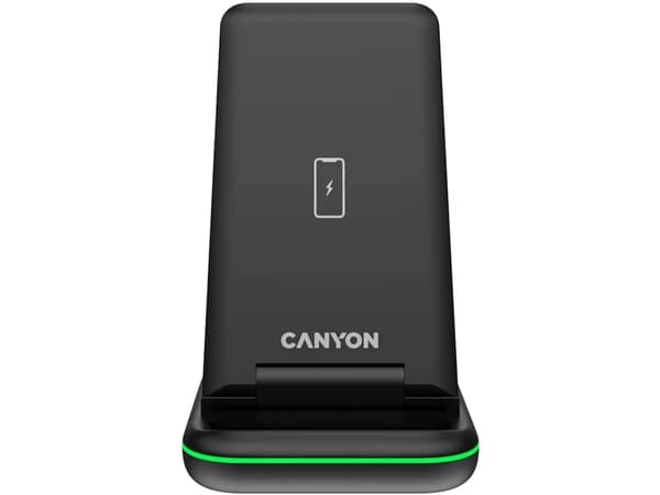 Canyon - Ladestativ - 3-in-1 + AC-strømadapter - 15 watt - 1.5 A - QC - på kabel: USB-C - svart