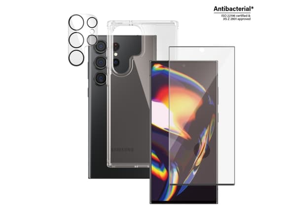 PanzerGlass - 3-i-1 beskyttelsespakke - skjerm / linse / bakbeskyttelsessett for mobiltelefon - for Samsung Galaxy S23 Ultra