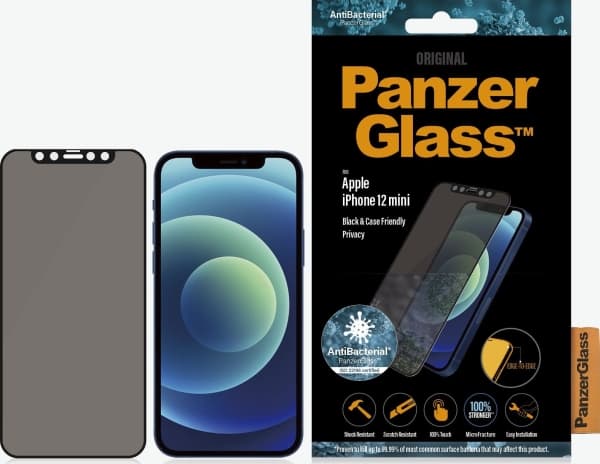 PanzerGlass P2710, Apple, Apple - iPhone 12 Mini, Asennus kuivana, Naarmuuntumisenkestävä, Iskunkestävä, Antibakteerinen, Läpinäkyvä, 1 kpl