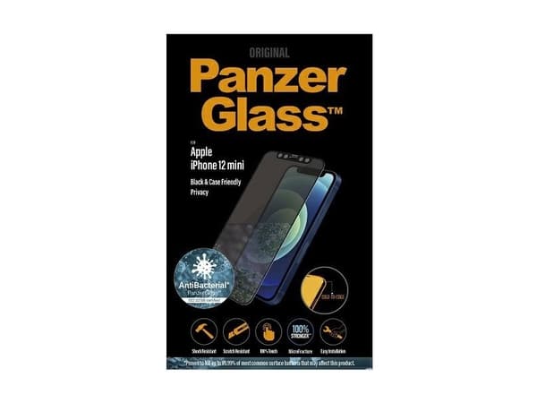PanzerGlass P2710, Apple, Apple - iPhone 12 Mini, Asennus kuivana, Naarmuuntumisenkestävä, Iskunkestävä, Antibakteerinen, Läpinäkyvä, 1 kpl