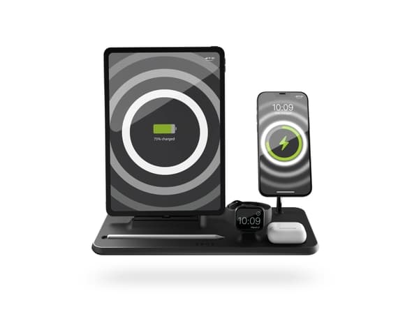 ZENS 4-in-1 - Trådløst ladestativ - iPad + MagSafe trådløs lader + AC-strømadapter - 15 watt - svart - for Apple AirPods with MagSafe Charging Case;