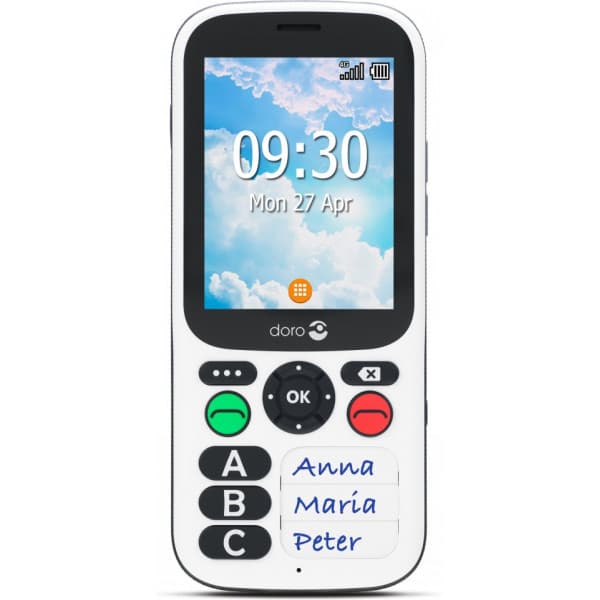 Doro 780X seniortelefon Dual-SIM, svart/vit