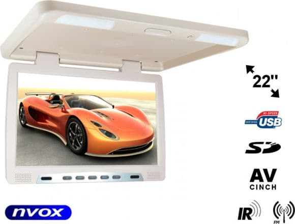 Autostereot Kattoon ripustettava LCD 22" LED 22" LED USB SD IR FM ... (NVOX RF2289U BE)