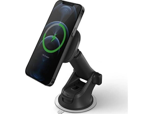 UNIQ Magnetic holder sam Magneo with wireless charging 3in1 car dash & vent mount gray