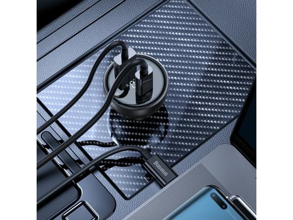 Baseus Superme USB billaddare, USB-C, 140W (svart)