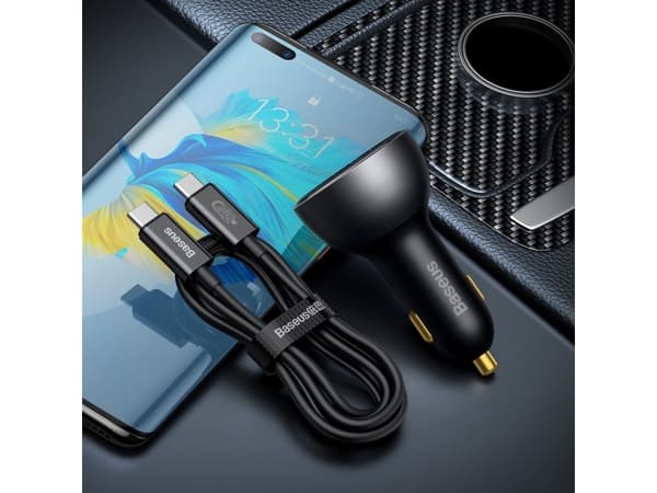 Baseus Superme USB billaddare, USB-C, 140W (svart)