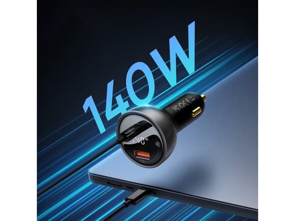 Baseus Superme USB billaddare, USB-C, 140W (svart)