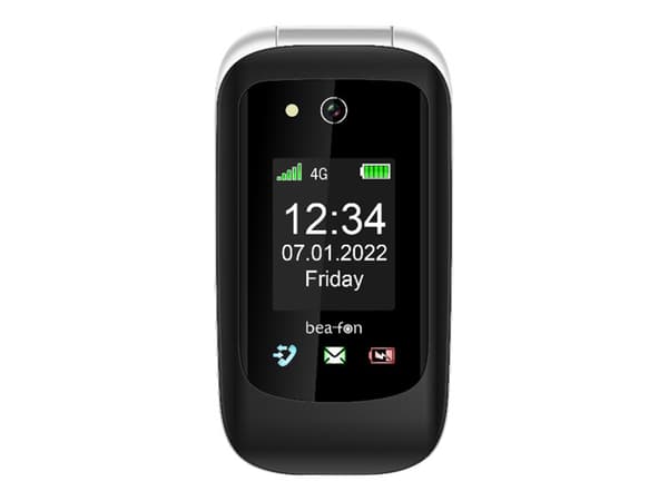 Bea-fon Silver Line SL720i - 4G-funktionstelefon - microSD-kortplats - LCD-skärm - 240 x 320 pixlar - bakre kamera 0,3 MP - svart-silver