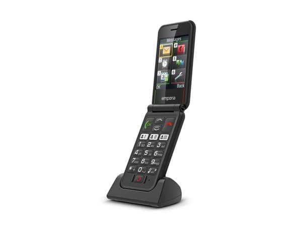 Emporia SIMPLICITYglam, Vend, Single SIM, 7,11 cm (2,8"), Bluetooth, 1300 mAh, Sort Sort