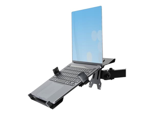 StarTech.com Monitor Arm with VESA Laptop Tray, For a Laptop (4.5kg / 9.9lb) and a Single Display up to 32" (8kg / 17.6lb), Black, Adjustable Desk La Svart