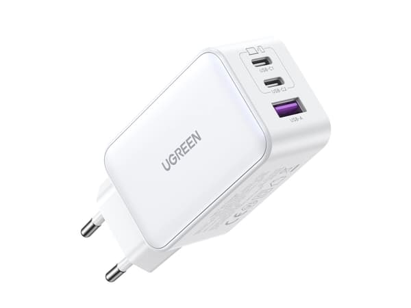 Ugreen lader UGREEN 15339 Nexode nettverkslader, 2xUSB-C, USB-A 3.0, PD3.0, QC4.0, GaN, 140W (hvit)