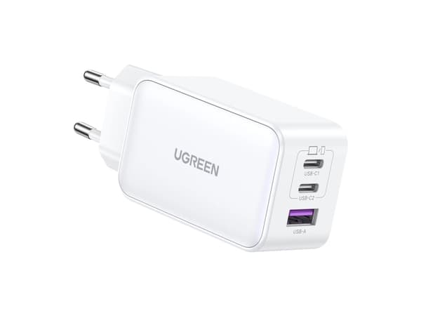 Ugreen lader UGREEN 15339 Nexode nettverkslader, 2xUSB-C, USB-A 3.0, PD3.0, QC4.0, GaN, 140W (hvit) Hvit