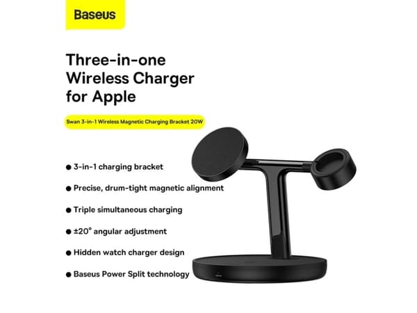 Baseus WXTE000101, Innendørs, AC, USB, 5 V, 1 m, Sort