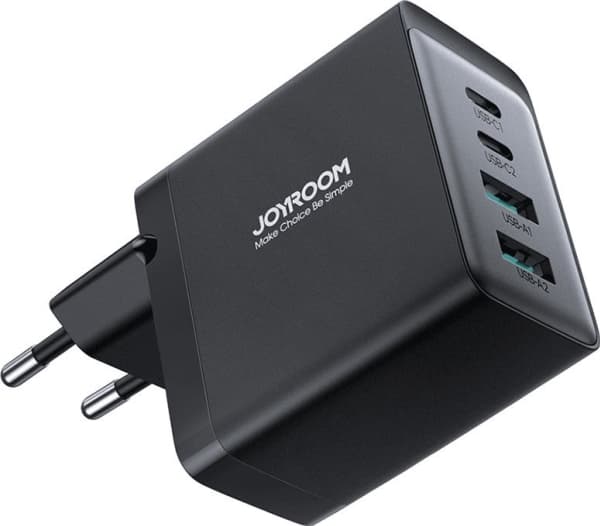 Joyroom laddare TCG02 GaN 67W 4-port (2x USB, 2x USB C) svart + USB-C/USB-C 100W 1,2 m kabel