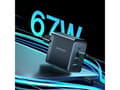 Miniatyrbild 2 av 5: Joyroom laddare TCG02 GaN 67W 4-port (2x USB, 2x USB C) svart + USB-C/USB-C 100W 1,2 m kabel