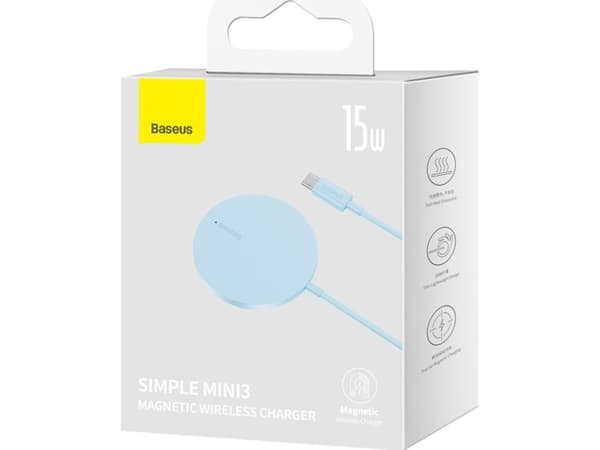 Baseus trådlös laddare MagSafe Baseus Simple Mini3 Qi 15W blå