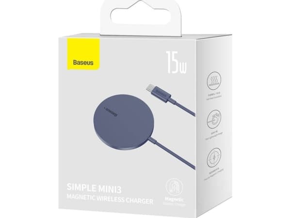 Baseus-lader Baseus Simple Mini3 15W magnetisk trådløs lader (lilla)