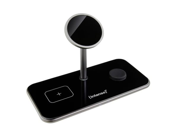 Intenso MB13 - Trådløst ladestativ - 3-i-1, magnetisk + AC-strømadapter - 15 watt - svart