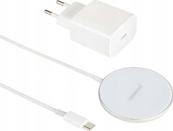Intenso MW1 - Trådløs ladepute - magnetisk + AC-strømadapter - 15 watt - PD 3.0, QC 3.0 - hvit