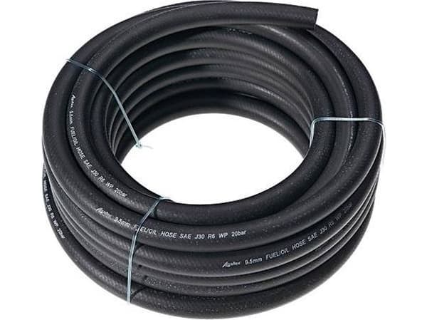 Godmar Forsterket drivstoffslange i gummi, 3-lags, diameter 4 mm/1 meter (10 m på rull) (AMI-G07988)