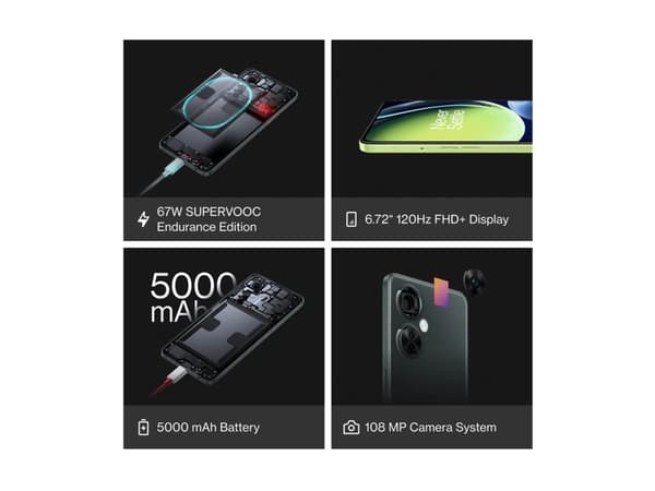 OnePlus Nord CE 3 Lite 5G - 5G pekskärmsmobil - dual-SIM - RAM 8 GB / Internminne 128 GB - microSD slot - LCD-skärm - 6.72" - 2400 x 1080 pixlar (120