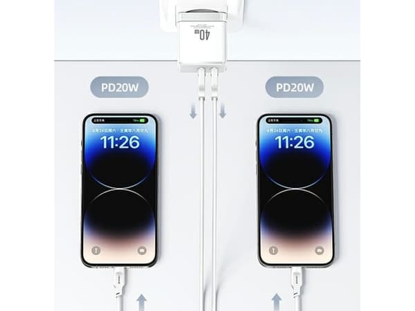 Usams Laturi USAMS 2xUSB-C T54 40W PD musta CC172TC01 (US-CC172) (US-CC172)