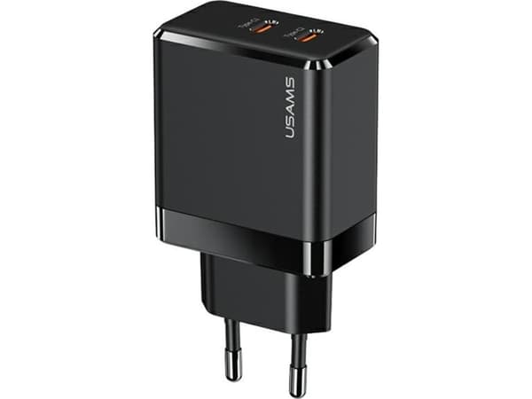 Usams Laturi USAMS 2xUSB-C T54 40W PD musta CC172TC01 (US-CC172) (US-CC172)