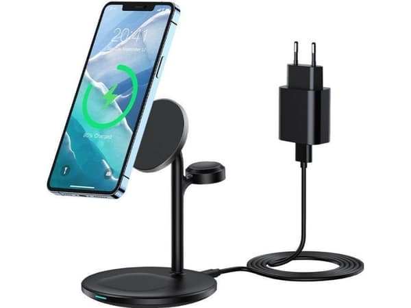 15W Choetech T585-F trådløs induksjonslader med 3-i-1 stativ (svart)